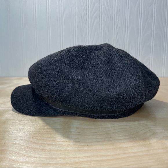 Nine West Gray Wool Herringbone Newsboy Hat with Belt & Buckle Trim - Picture 6 of 11